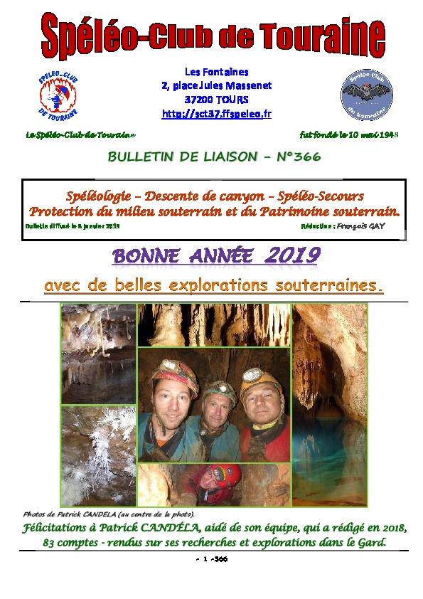 Bulletin de liaison 366, Paru le 8 janvier 2019 2019