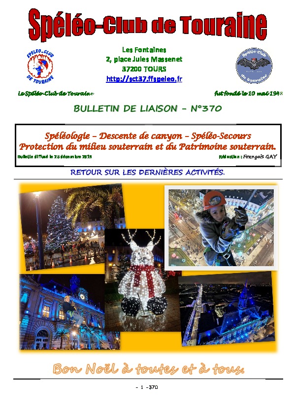 Bulletin de liaison 370, Paru le 25 décembre 2019 2019
