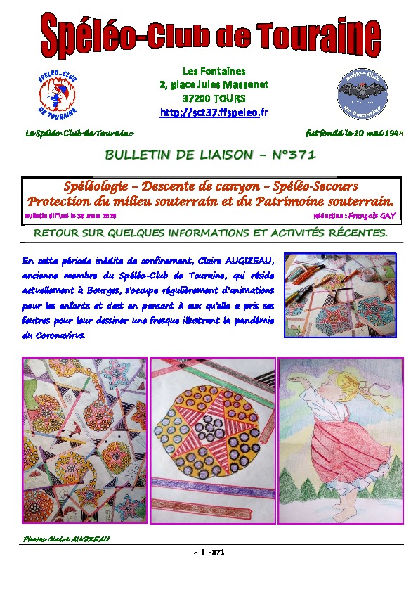 Bulletin de liaison 371, Paru le 30 mars 2020 2020