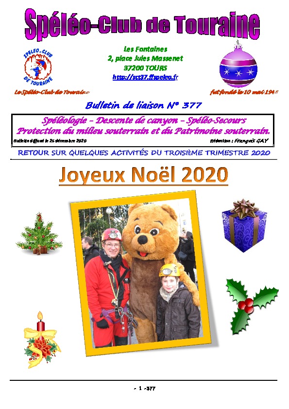 Bulletin de liaison 377, Paru le 25 décembre 2020 2020